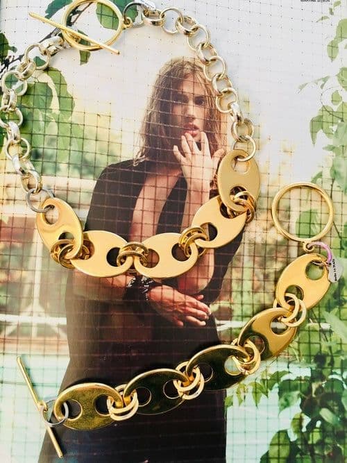 image-Gold Plated Oversized Marine Chain Necklace and Bracelet.