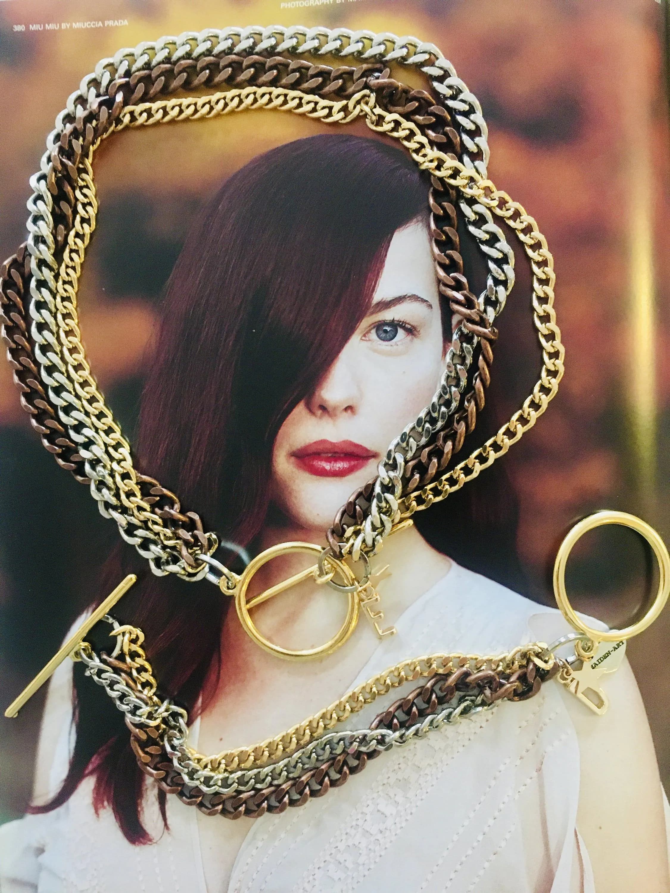 image-Multi Color Curb Chain Necklace and Bracelet.