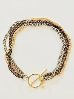 image-Multi Color Curb Chain Necklace and Bracelet.