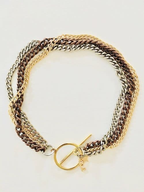 image-Multi Color Curb Chain Necklace and Bracelet.