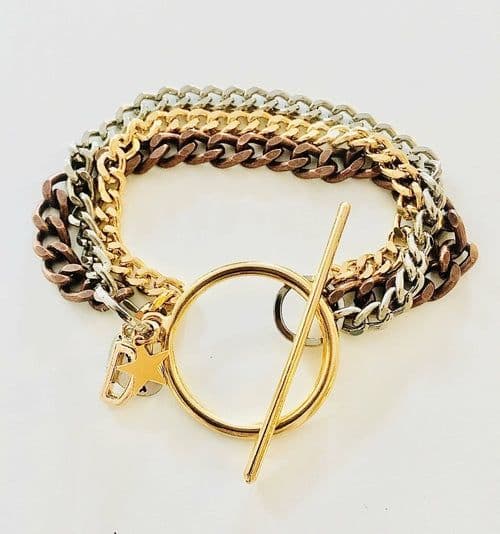 image-Multi Color Curb Chain Necklace and Bracelet.