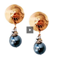 image-Handmade pearl cuff bracelet with gunmetal, light blue pearls,