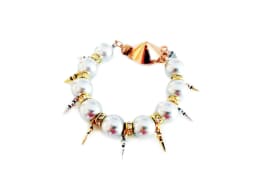 image-Handmade statement bracelet with light blue pearls, Swarovski