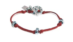 image-Mens bracelet in burgundy deerskin and bolt nuts