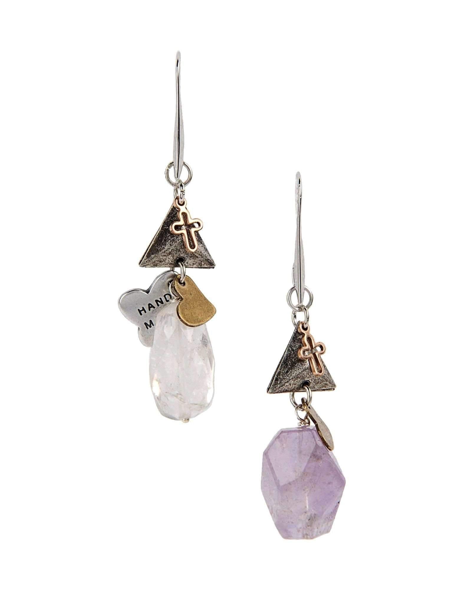 image-Amethyst and Rock Crystal Dangle and Drop Earrings