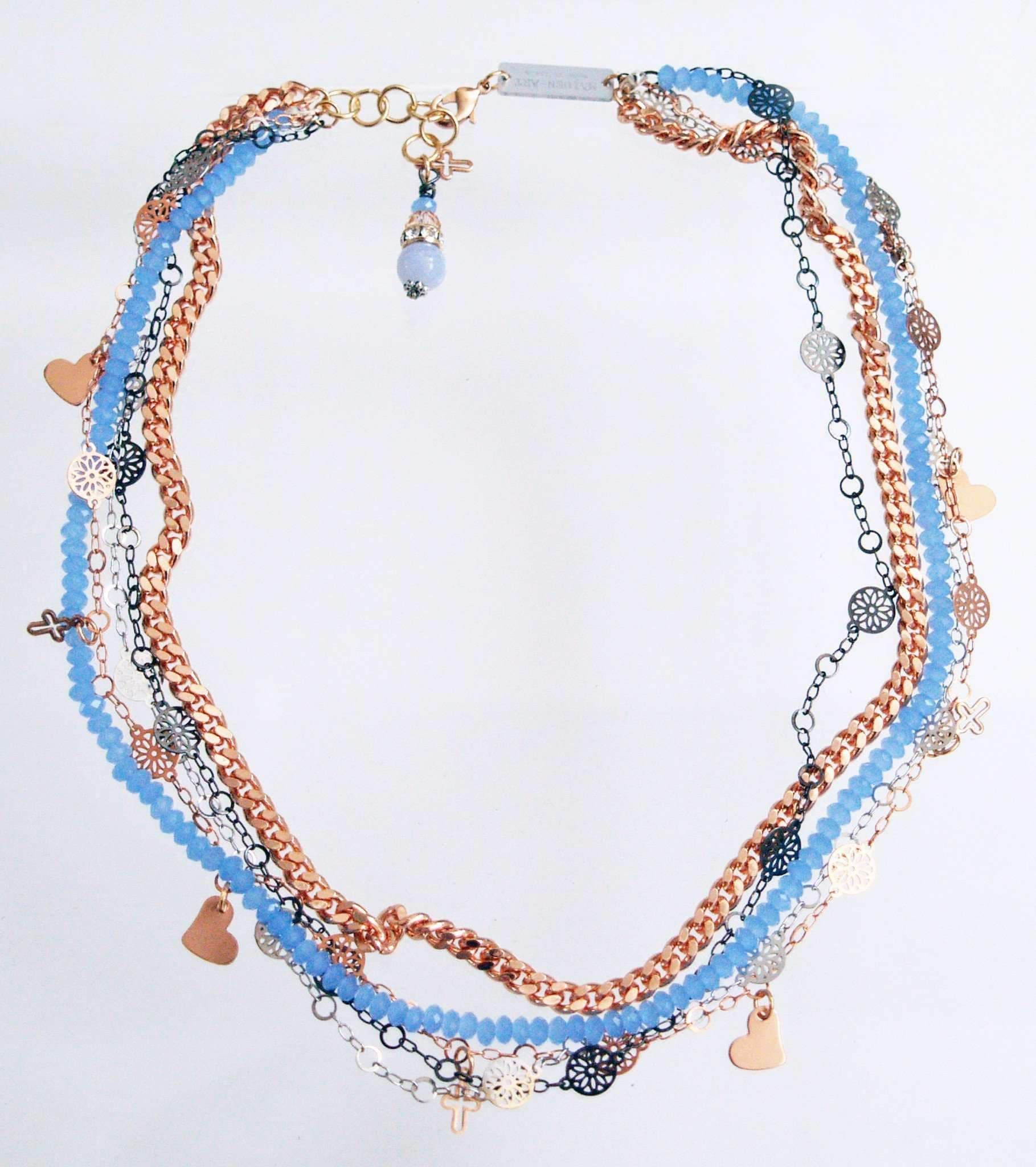 image-Calcedony Stones Necklace with Charms
