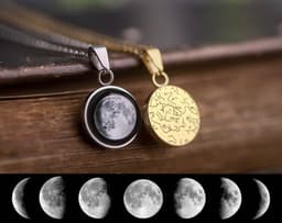 image-Custom Moon Phase + Star Map Necklace, Personalized Gift