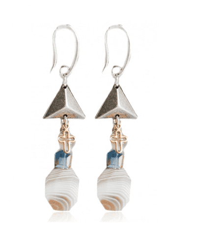 image-Agate of Botswana stones drop earrings. Beaded Earrings