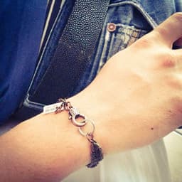 image-Mens multi chain copper and brass bracelet