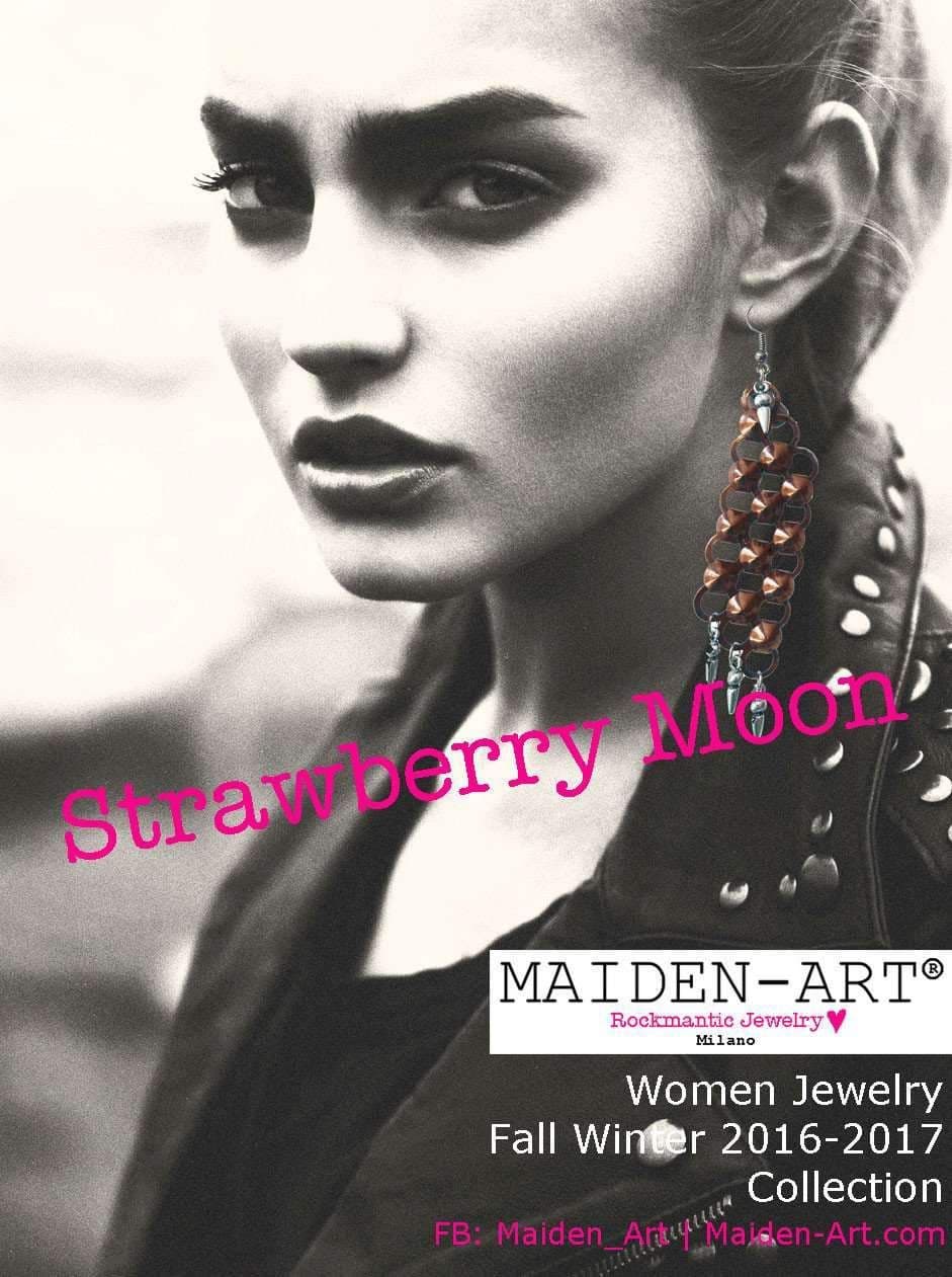 image-Chandelier earrings in copper with studs. Long Earrings. 2 Colors
