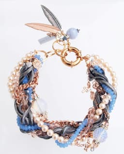 image-Pearls, lilac crystals and calcedony cuff bracelet