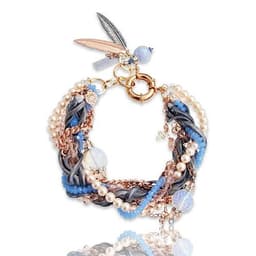 image-Pearls, lilac crystals and calcedony cuff bracelet