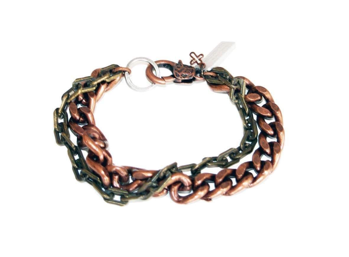image-Mens multi chain bracelet in brass and copper
