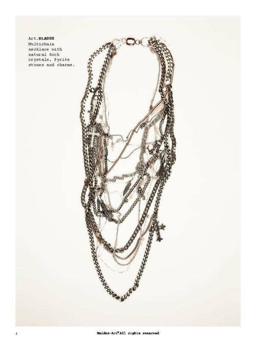 image-Multi strand necklace with silver and rose gold studded chains,
