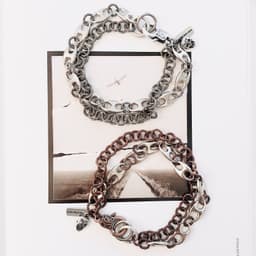 image-Silver and Copper Marine Link Chain Mens Bracelet, made in Italy, in 2