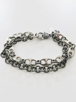 image-Silver and Copper Marine Link Chain Mens Bracelet, made in Italy, in 2