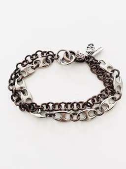 image-Silver and Copper Marine Link Chain Mens Bracelet, made in Italy, in 2