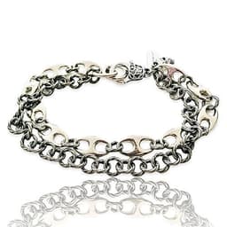 image-Silver and Copper Marine Link Chain Mens Bracelet, made in Italy, in 2