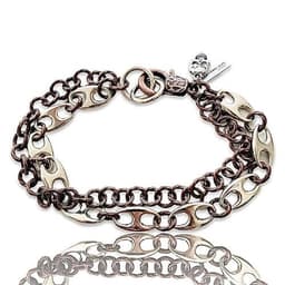 image-Silver and Copper Marine Link Chain Mens Bracelet, made in Italy, in 2