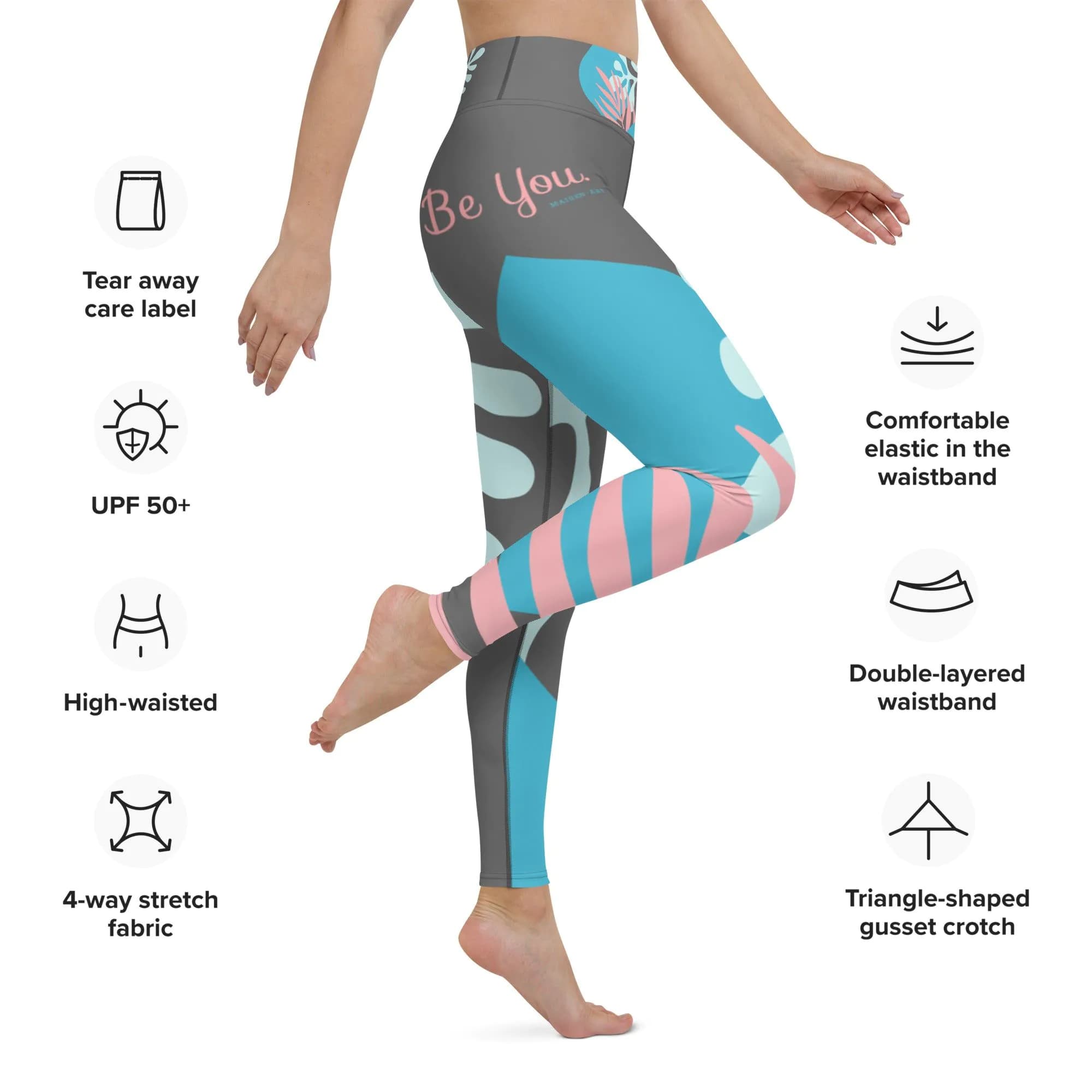 image-"Be You" Leggings - FLOWER BLUE Special edition