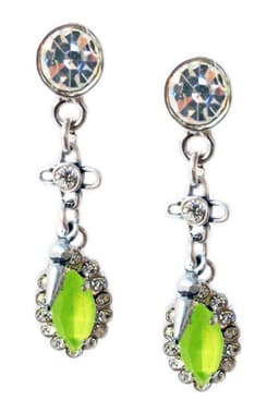 image-Lime green Swarovski Crystal dangle and drop earrings with