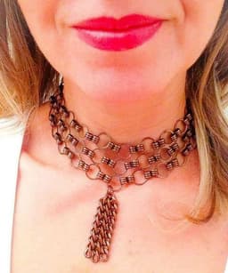 image-Choker with tassel. Choker necklace, boho necklace, bohemian jewelry,