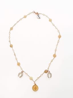 image-Coin and Horseshoe Charms Necklace. Lucky charms necklace.