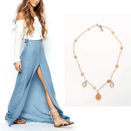 image-Coin and Horseshoe Charms Necklace. Lucky charms necklace.