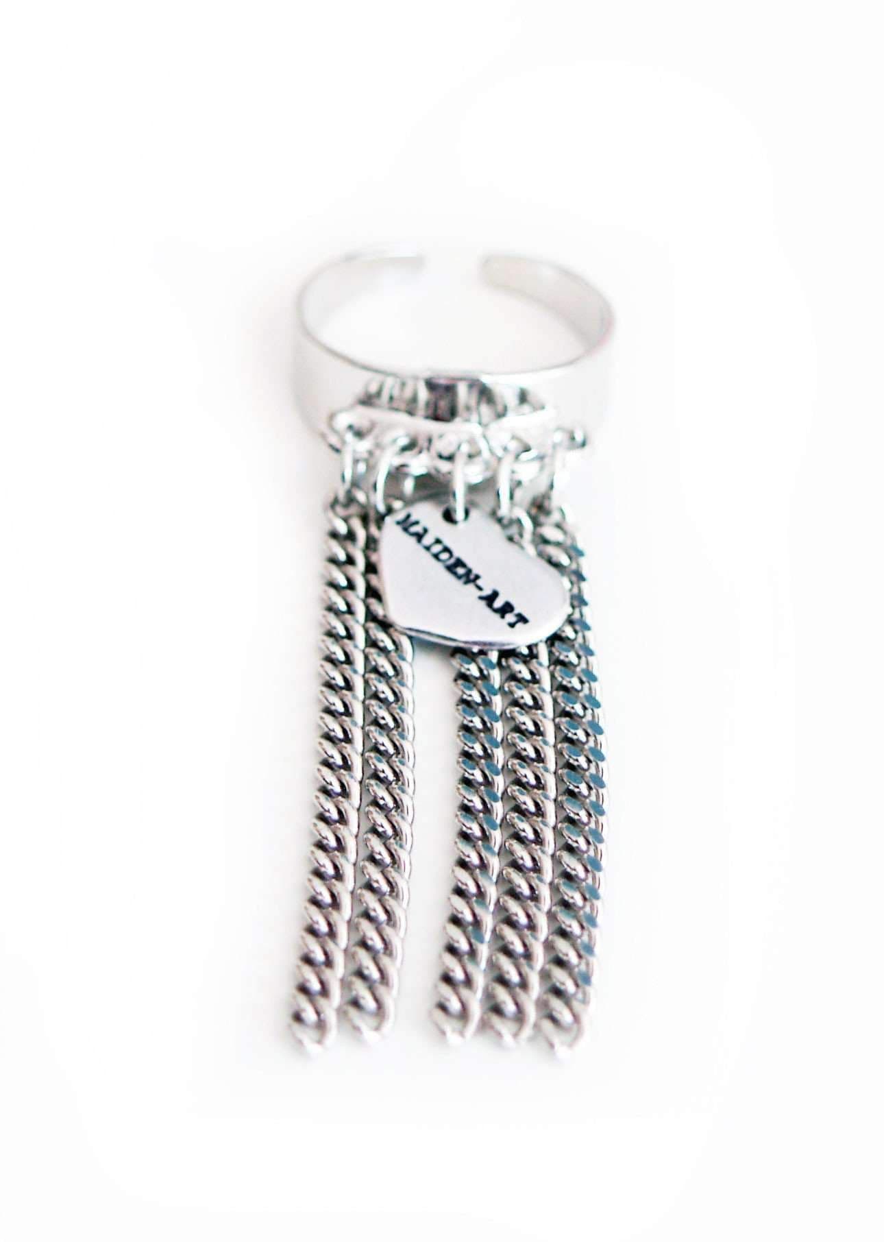 image-Statement ring in silver with fringes
