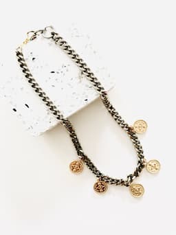 image-Evil Eye Coins Necklace in Gold and Silver.