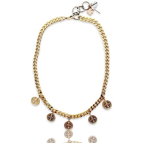 image-Evil Eye Coins Necklace in Gold and Silver.