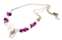 image-Aquamarine, White Onyx and Amethyst Stones Silver Plated Choker