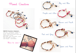 image-Charm bracelet with Lapis lazuli stones, crystals and silk cord.