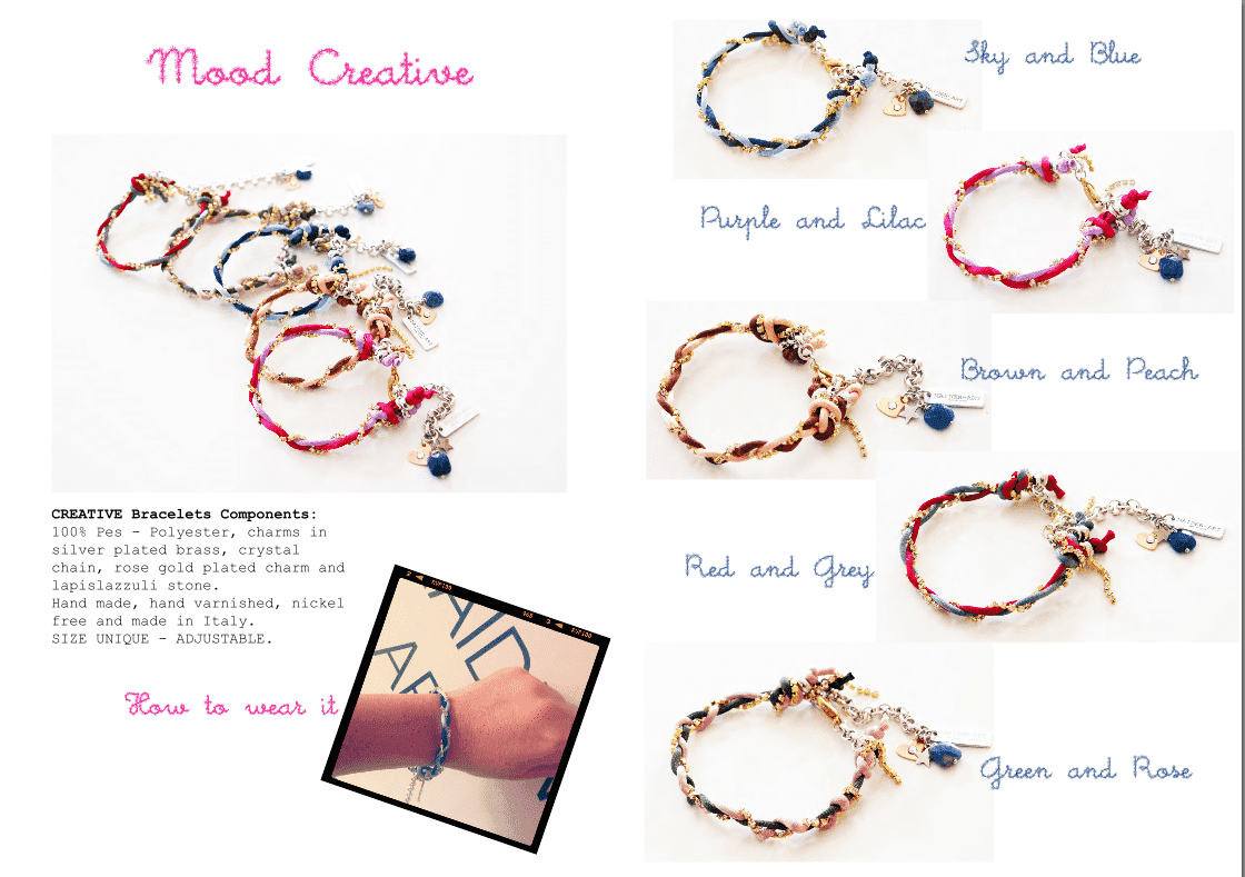 image-Charm bracelet with Lapis lazuli stones, crystals and silk cord.