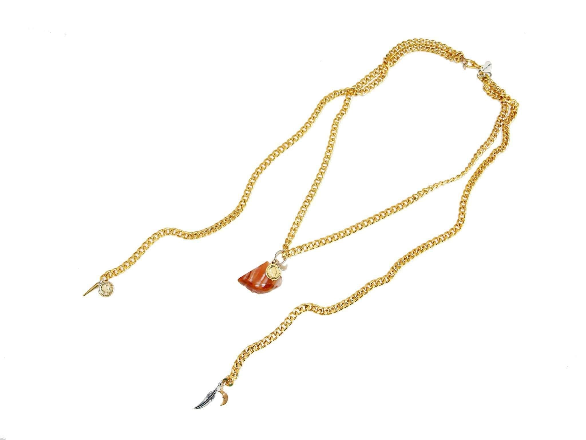 image-Gold necklace with agate stone