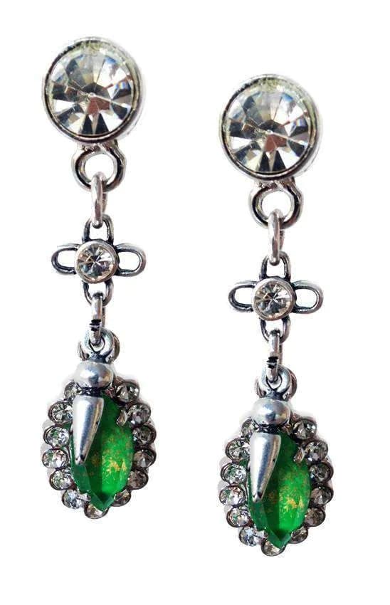 image-Emerald green Swarovski Crystal dangle and drop earrings with