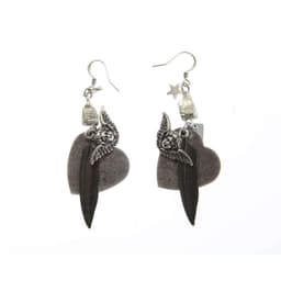 image-Rose Gold and Silver Heart , Feather, Angel Charms Earrings