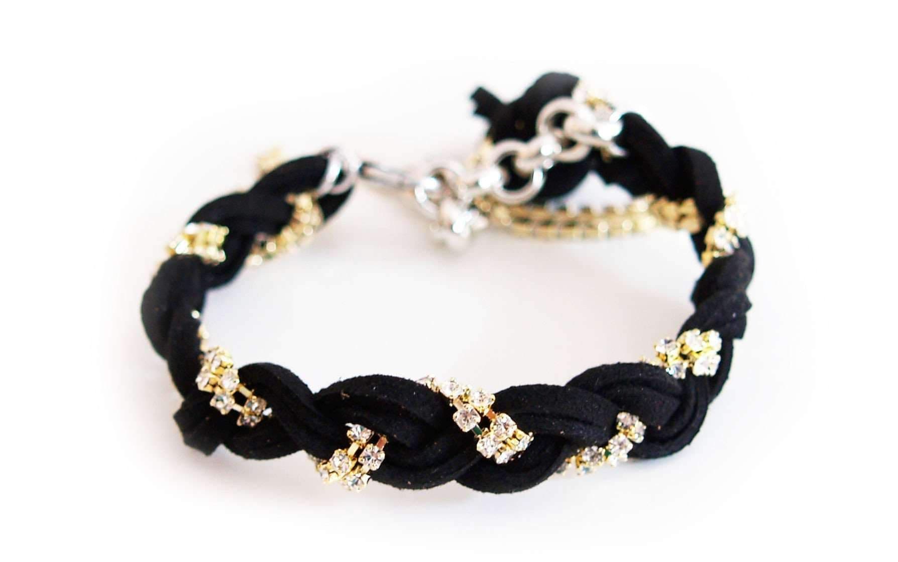 image-Wrap bracelets in deerskin leather with crystals in 5 colors.