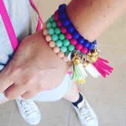 image-Colorful beaded bracelet with suede tassel. 5 Colors Available.