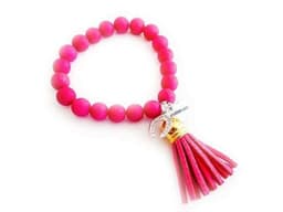 image-Colorful beaded bracelet with suede tassel. 5 Colors Available.