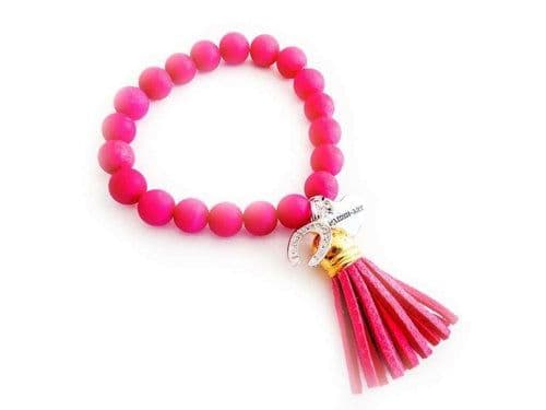 image-Colorful beaded bracelet with suede tassel. 5 Colors Available.