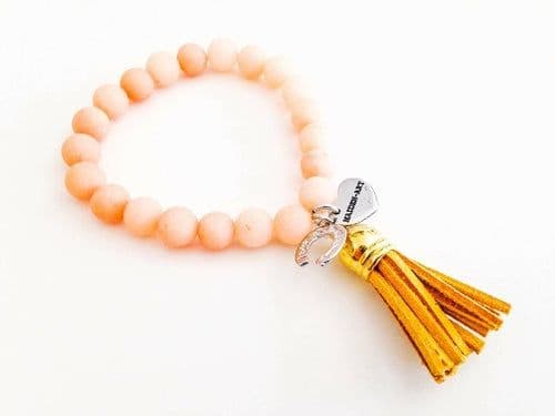 image-Colorful beaded bracelet with suede tassel. 5 Colors Available.