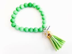 image-Colorful beaded bracelet with suede tassel. 5 Colors Available.