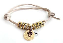 image-Deerskin leather wrap bracelet with Swarovski crystals and burnished