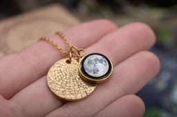 image-Personalized Star Map + Moon Phase Necklace, Star Map By Date