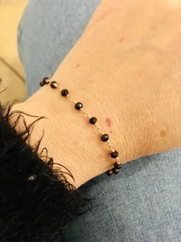image-Rosary bracelet with magic wand and hamsa charm. Spinels Bracelet.