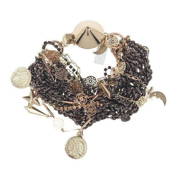 image-Italian bracelet with gunmetal plated brass and rhinestones