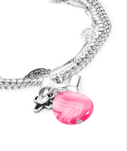 image-Pink agate stone charm bracelet