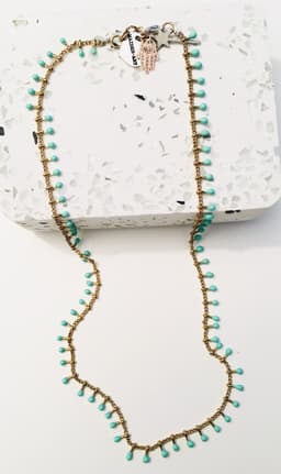 image-Gold Choker Necklace with tiny Drops in 3 Colors, multi drop necklace,