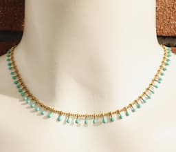 image-Gold Choker Necklace with tiny Drops in 3 Colors, multi drop necklace,